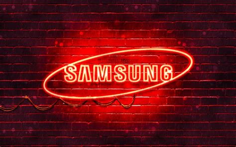 Download Wallpapers Samsung Red Logo 4k Red Brickwall