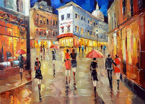 Paris Street Evening Painting By Dmitry Spiros