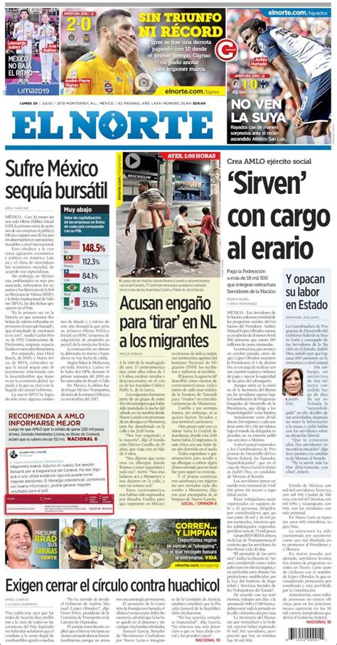 Periódico El Norte México Periódicos De México Edición De Lunes 29