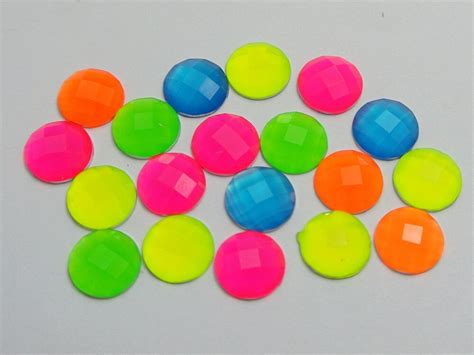 100 mixed neon color flatback acrylic round rhinestone gems 10mm no hole in beads from jewelry