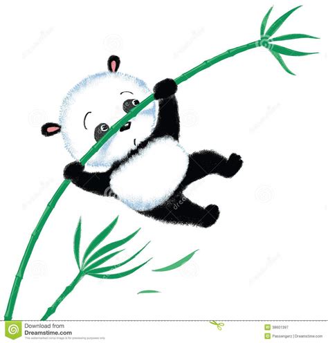 Jumping Panda On Bamboo Stock Vector Illustration Of Greeting 38601397