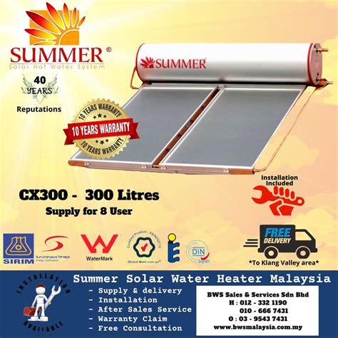 Solar water heaters in malaysia ensure the convenience of clean water while reducing the carbon footprint of the environment. SUMMER Solar Water Heater Promotion Price 2020 ...