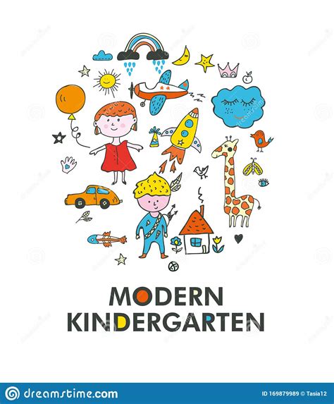 Kindergarten Logo And Card - Vector Illustration Stock Vector ...