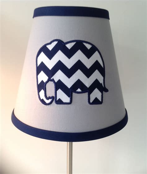 Applique Elephant Nursery Lamp Shade Gray Navy Blue Chevron Etsy