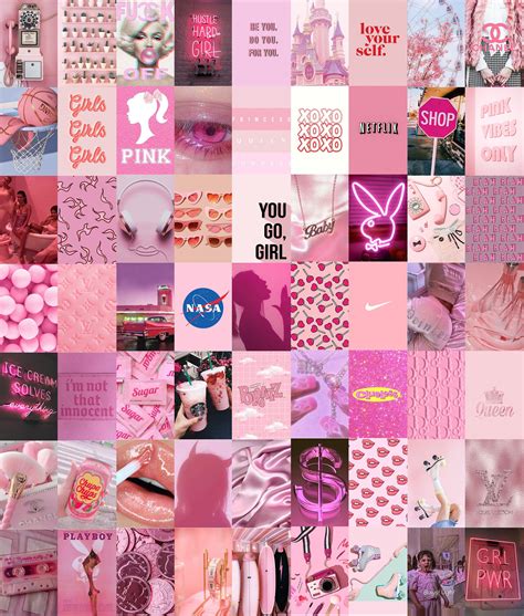 Boujee Wall Collage Pink Collage Kit Bedroom Wall Décor Rose Pink
