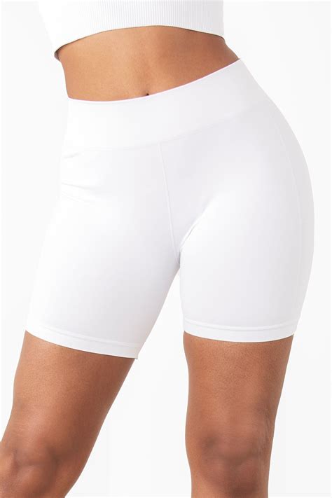 White Mini Basic Ribbed Biker Shorts White Spandex Shorts White Biker Shorts Shorts Outfits