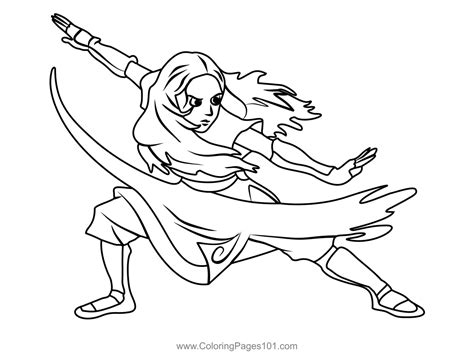 Katara From Avatar The Last Airbender Coloring Page For Kids Free