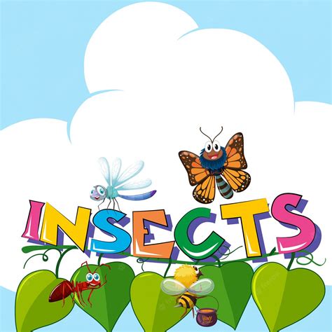 Premium Vector Word Insects With Many Insects On The Leaves