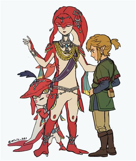 Legend Of Zelda Breath Of The Wild Art Link Mipha And Little Sidon Zora Champion By