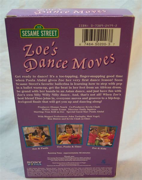 Sesame Street Zoe S Dance Moves Vhs Video W Paula Abdul Vhs Tapes