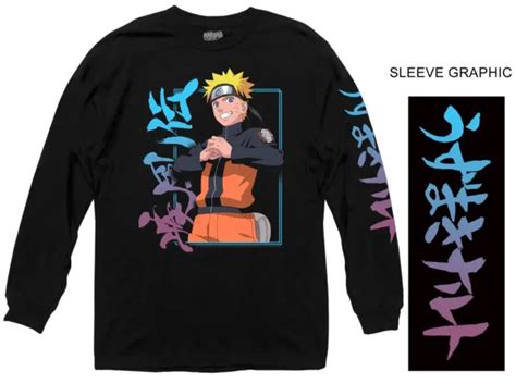 Naruto Shippuden Naruto Kanji Officially Licensed Adult Long Sleeve T