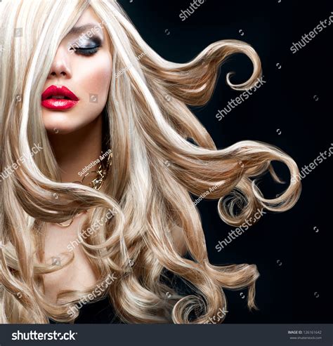 Blond Hair Beautiful Sexy Blonde Girl Beauty Isolated On A Black