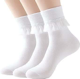Sryl Women Ankle Socks Lace Turn Cuff Cute Ruffle Frilly Comfortable