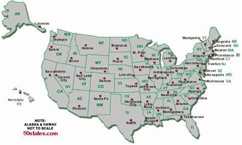 Map United States With Capitals Holiday Map Q