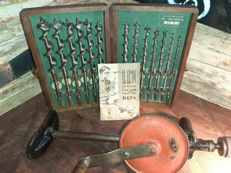 Vintage Irwin 13pc Auger Bit Set W Wooden Box And Booklet 1971 W