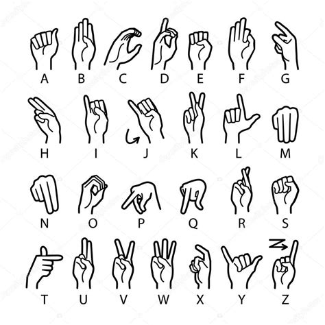 Vector Language Deaf Mutes Hand American Sign Language Asl Alphabet