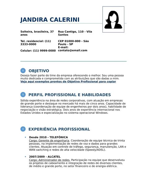 Modelo De Curriculo Pronto Para Preencher Modelos Curriculo Gratis Images