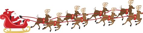 34 Awesome Reindeer Pulling Santas Sleigh Clipart Santa And Reindeer