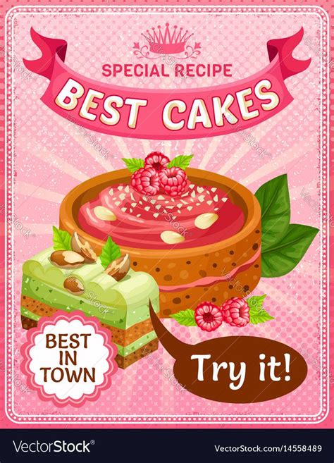 Bright Colorful Tasty Cakes Poster Vector Image By Vectorpot Sweet