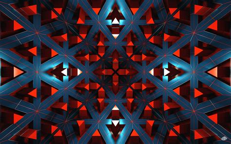 Wallpaper Digital Art Abstract Render Red Cgi Symmetry Blue