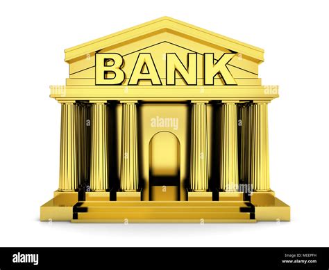 Build Bank Gold On Isolated White Background 3d Illustration Stock