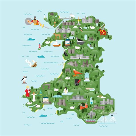 Map Of Wales On Behance Wales Map Illustrated Map Map Art Illustration