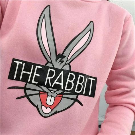 Women Fashion Cute Cartoon Bugs Bunny Printed Hoodies 2018 New Spring