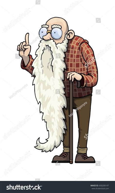 Cartoon Character Old Wise Man Long Stock Vector 600200147 Shutterstock