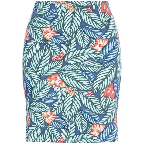 New Look Blue Tropical Print Tube Skirt Tropical Print Skirt Tube