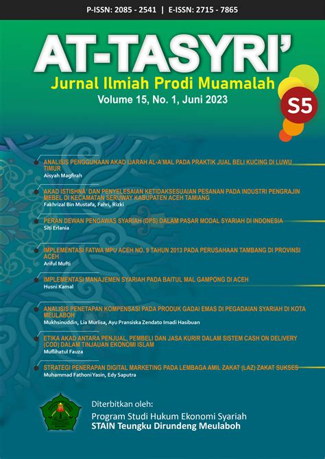 Peran Dewan Pengawas Syariah DPS Dalam Pasar Modal Syariah Di Indonesia AT TASYRI JURNAL