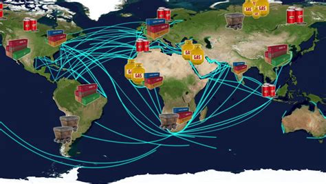 The World Trade Global Shipping Routes Of Container Stock Footage