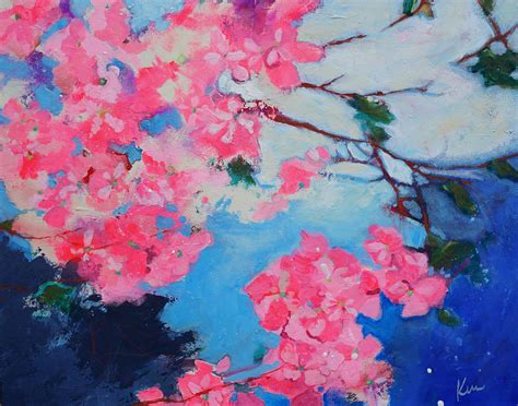Loose Cheerful Pink Flowers Abstract Cherry Blossom Painting Etsy