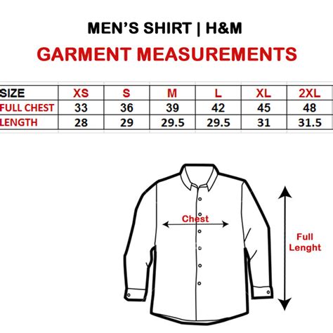 Hm Size Chart Men