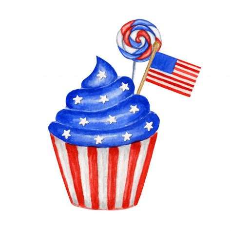.package includes the following file formats:. 4 de julio cupcake patriótico de acuarela en los colores de la bandera de estados unidos. para ...