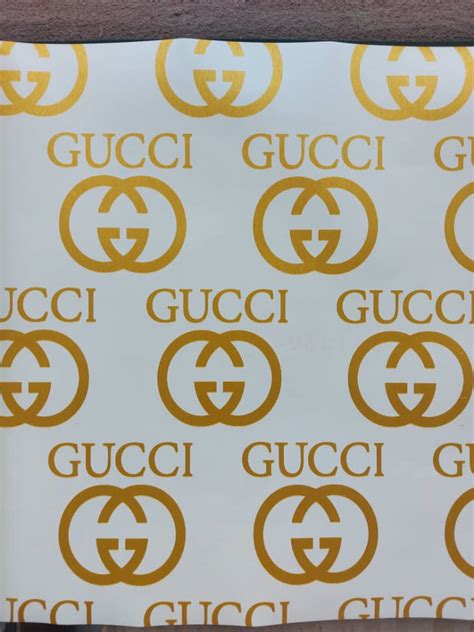 White And Gold Gucci Patterned Wallpaper Chronos Stores