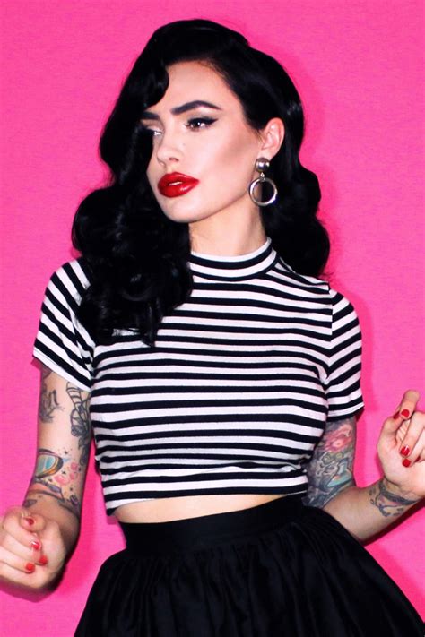 50s Bad Girl Crop Top In Black And White Stripes