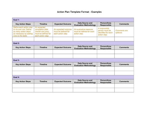 Action Plan Template Format Examples Exceltemple