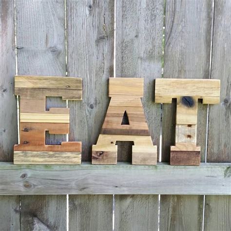 10 Pallet Letters Eat Word Art Reclaimed Wood Letter Etsy Pallet