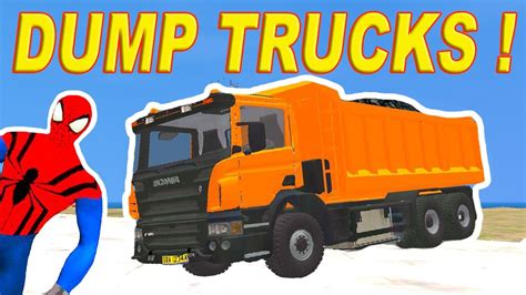Five big dump trucks five big dump trucks rolling down the road. Colors Dump Trucks for Kids with Spiderman Cartoon Fun ...