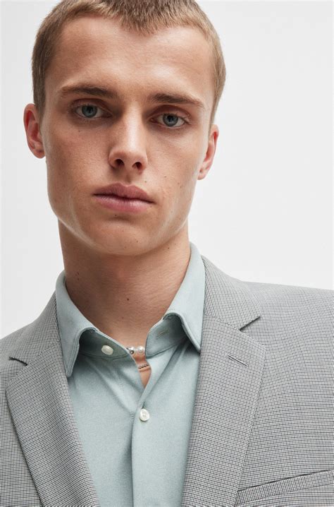 HUGO - Extra-slim-fit suit in houndstooth performance-stretch fabric