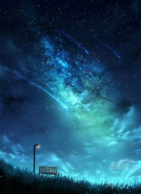 Bench Under The Starry Sky Anime Scenery Wallpaper Scenery Wallpaper
