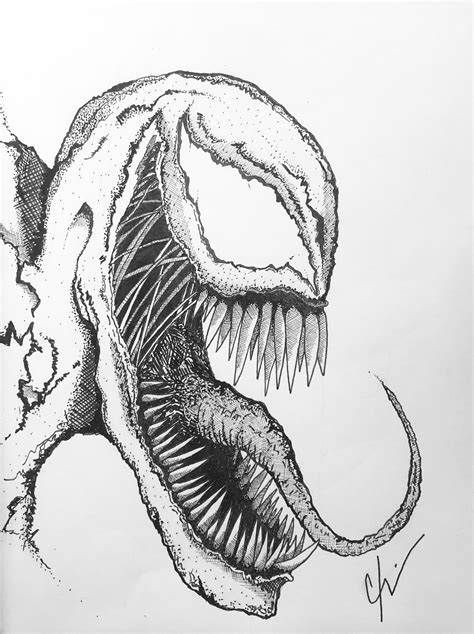Venom Recently I Started Re Training Myself To Draw With Pen And Ink