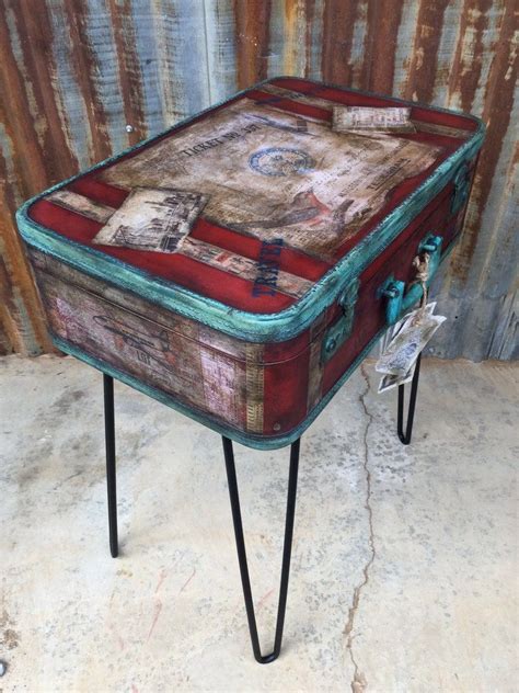Sold Accepting Custom Orders Vintage Painted Suitcase Table Etsy