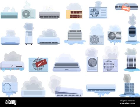 Repair Air Conditioner Icons Set Cartoon Set Of Repair Air Conditioner