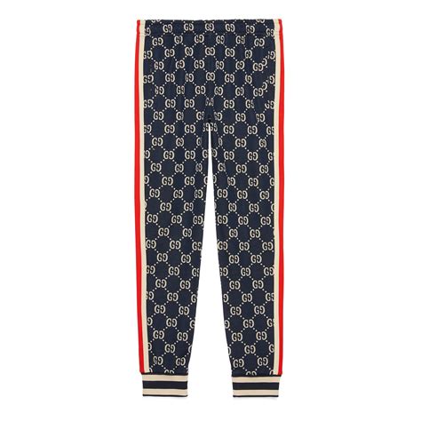 Gucci Cotton Gg Jacquard Jogging Pant In Blue For Men Lyst