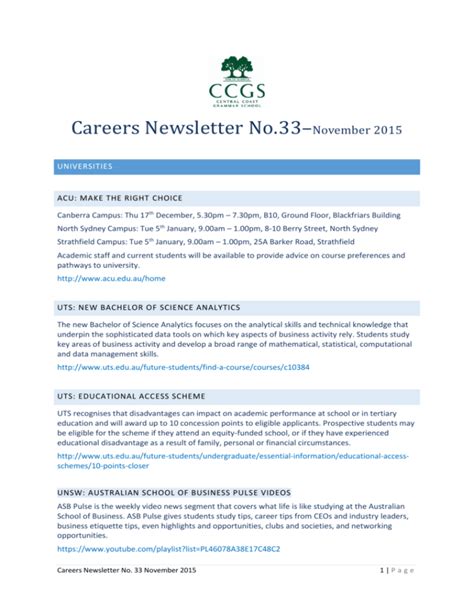 Careers Newsletter No33november 2015