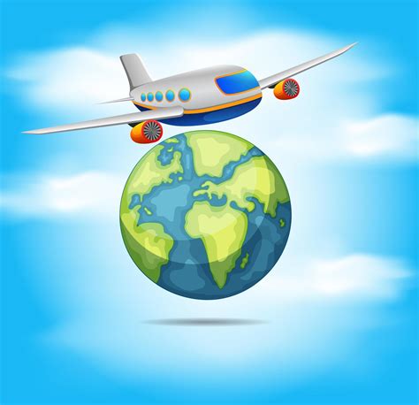 Airplane Flying Around The World 12849998 Vector Art At Vecteezy