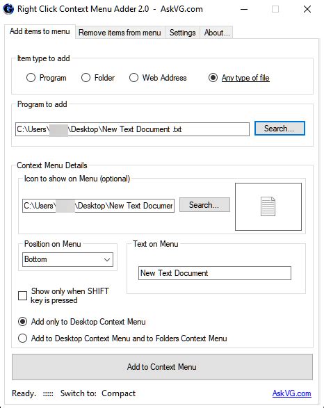 How To Add Or Move New Text Document To The Right Click Main Context