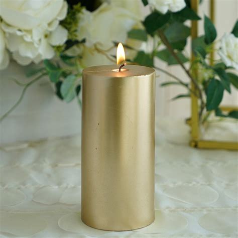 6 Gold Dripless Unscented Pillar Candle Candle Pillars Etsy