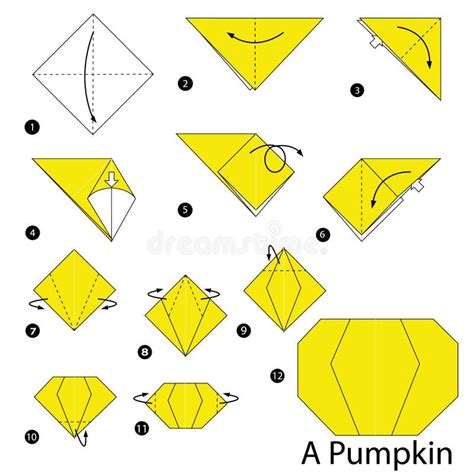 Geleidelijke Instructies Hoe Te Om Tot Origami Een Pompoen Te Maken